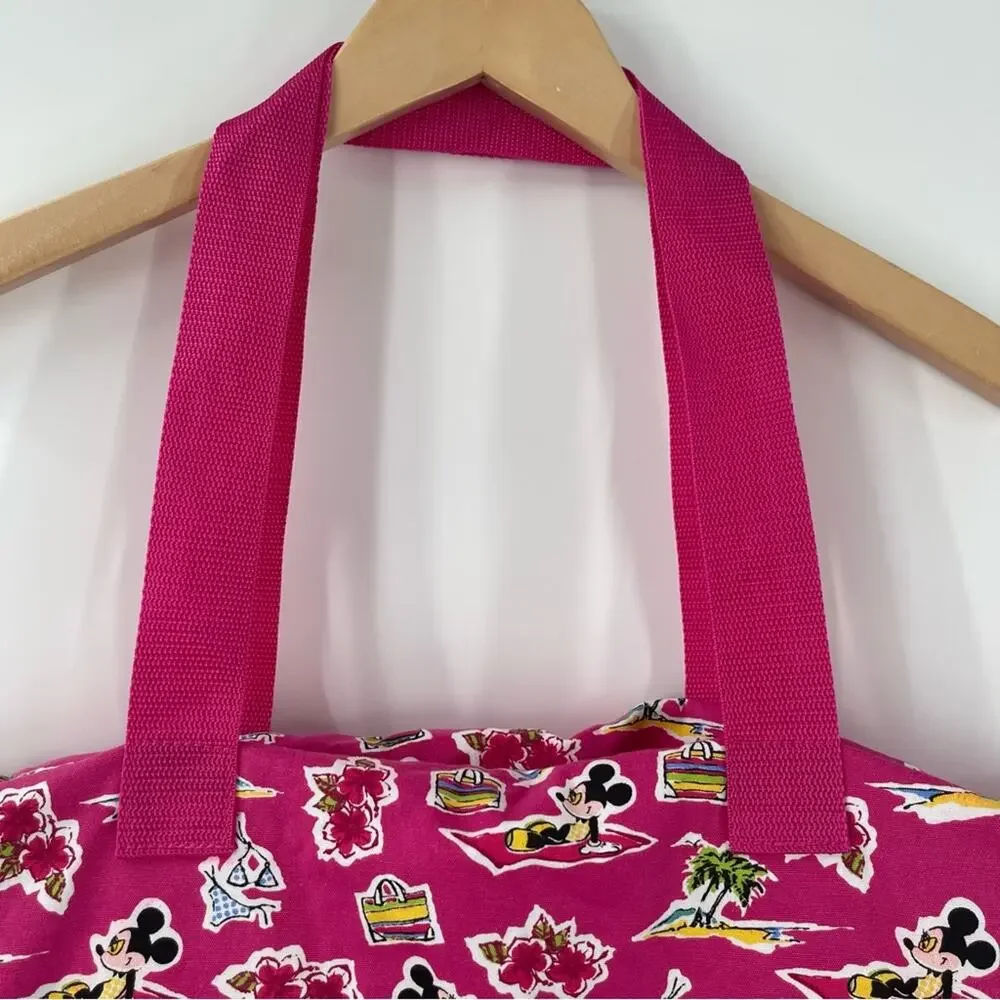 DISNEY STORE Beach Towel with Attached Bag Tote Minnie Mouse Pink Zipper Travel